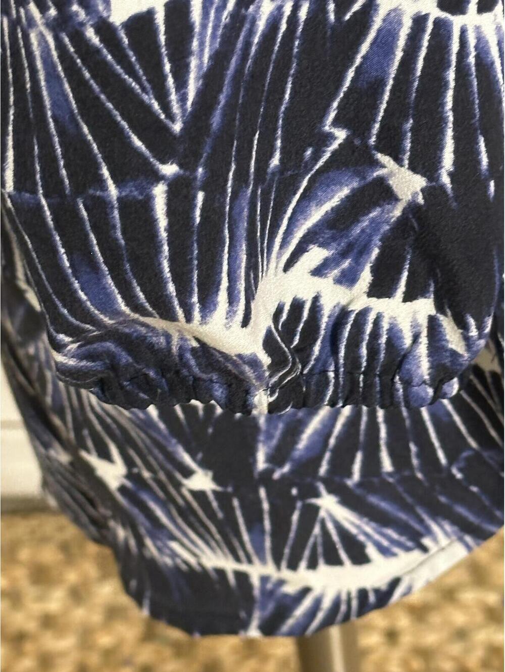 Cynthia Rowley 100% silk peasant blouse Size XS navy white tie-dye 3/4 sleeves - Picture 5 of 7